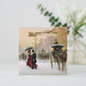 Invitation Hiver vintage Scène Parisienne Fête de Vacances (Debout devant)