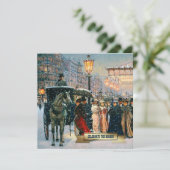 Invitation Hiver vintage Scène Parisienne Fête de Vacances (Debout devant)