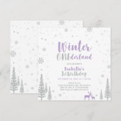 Invitation Hiver Violet Argent Onederland 1er Premier Anniver (Devant / Derrière)