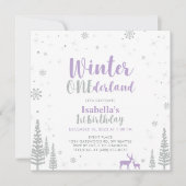Invitation Hiver Violet Argent Onederland 1er Premier Anniver (Devant)