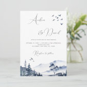 Invitation Hiver Watercolor Hills Mountains QR Code Mariage (Debout devant)