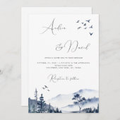 Invitation Hiver Watercolor Hills Mountains QR Code Mariage (Devant / Derrière)