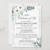 Invitation Hiver White Rose Funérailles Célébration de la vie (Devant)