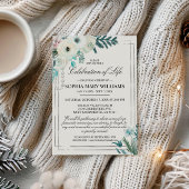 Invitation Hiver White Rose Funérailles Célébration de la vie