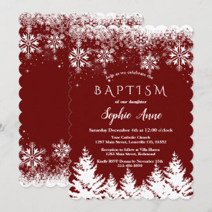 Invitation Hiver White Snowflakes Red Parties scintillant Gir
