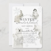 Invitation Hiver Wonderland Arctic Animals Baby shower garçon (Devant)