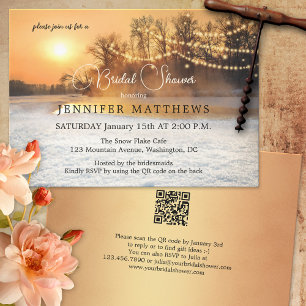 Invitation Hiver Wonderland String lights QR Fête des mariées