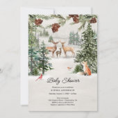 Invitation Hiver Woodland Wonderland Baby shower (Devant)