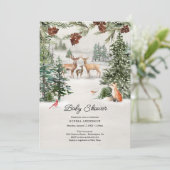 Invitation Hiver Woodland Wonderland Baby shower (Debout devant)