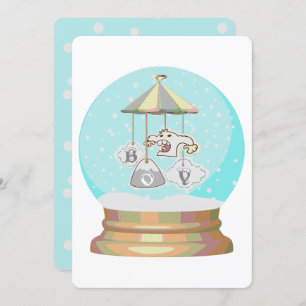 Invitation Hiver yeti neiges globe