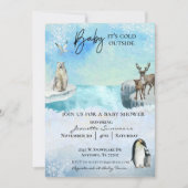 Invitation Hivernal Animal Bébé Il fait froid dehors douche (Devant)