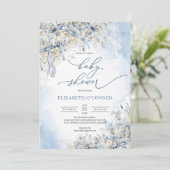 Invitation Hivernal bleu floral blanc roses eucalyptus (Debout devant)