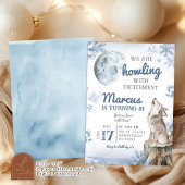 Invitation Hivernal Forêt de Neige Lune Loup hurler Anniversa