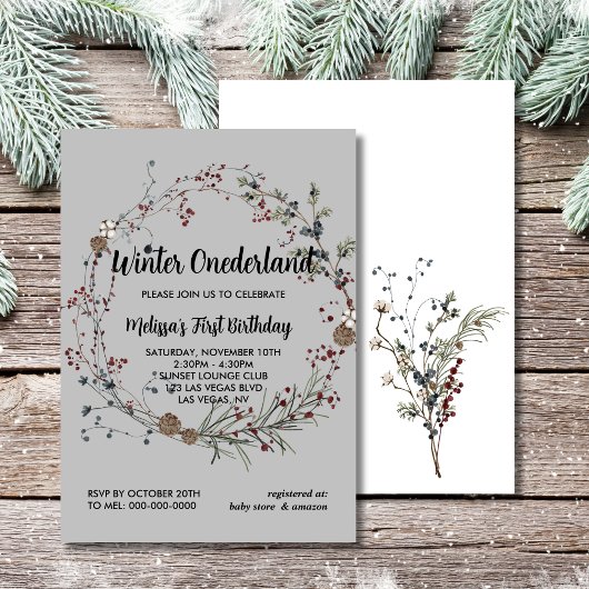 Invitation Hivernal onederland rustique baie boho premier ann