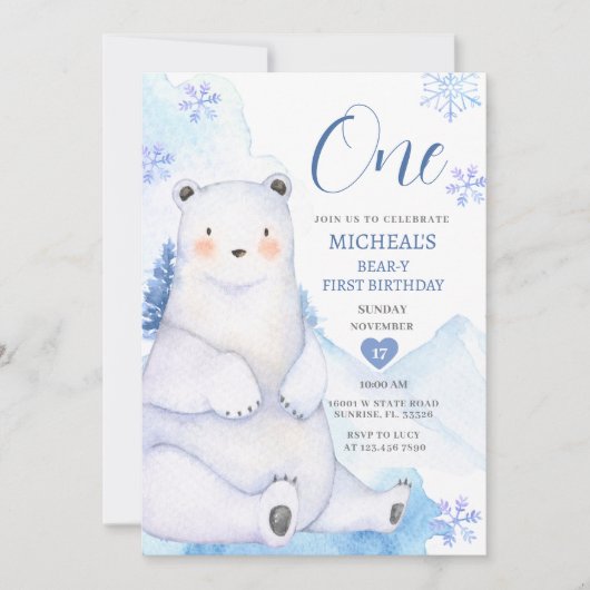 Invitation Hivernal Ours mou Flambeau de neige Forêt Premier (Devant)