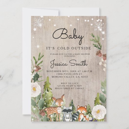 Invitation hivernale de la forêt de cerfs (Devant)