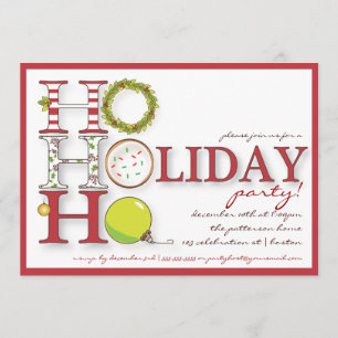 Invitation HO HO Happy Holiday Christmas Party