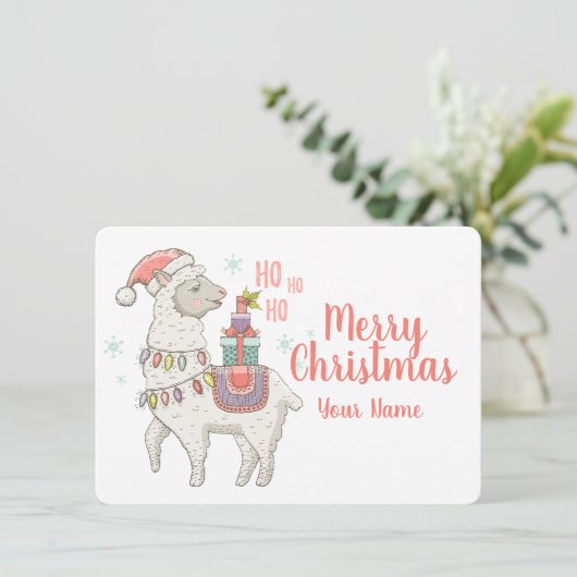Invitation Ho Ho Ho Christmas Llama (Debout devant)