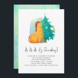 Invitation Ho Ho Ho Cute Cat Tree Fête de Noël<br><div class="desc">Ho Ho Ho Cute Cat Tree Fête de Noël. Style minimaliste humoristique avec une illustration de chat et d'arbre festif et l'en-tête principal dans un script de style manuscrit. Personnalisez facilement le reste du texte à vos propres détails. Sur le dos, il y a une coordination du lavage à l'aquarelle...</div>