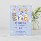 Invitation Ho Ho Ho Cute Winter Animals Christmas Birthday (Debout devant)