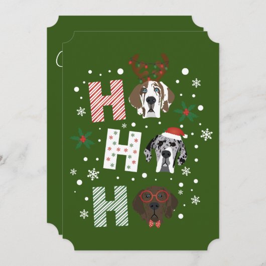 Invitation Ho Ho Ho Great Dane Joyeux Noël (Devant / Derrière)