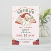 Invitation Ho Ho Ho Noël Père Noël 1er anniversaire fête (Debout devant)