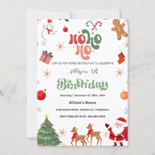Invitation Ho Ho Ho Noël Père Noël 3e fête d'anniversaire