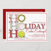 Invitation HO HO HO partie d'échange de biscuit de vacances (Devant / Derrière)