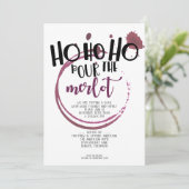 Invitation Ho Ho Ho Pour la fête de Noël Merlot (Debout devant)