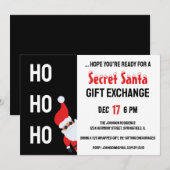 Invitation HO HO Secret Père Noël Christmas Party (Devant / Derrière)