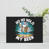 Invitation Ho Ho tenir ma bière Noël en juillet été Père Noël (Debout devant)