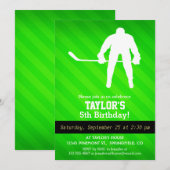 Invitation Hockey ; Grandes vertes néon (Devant / Derrière)