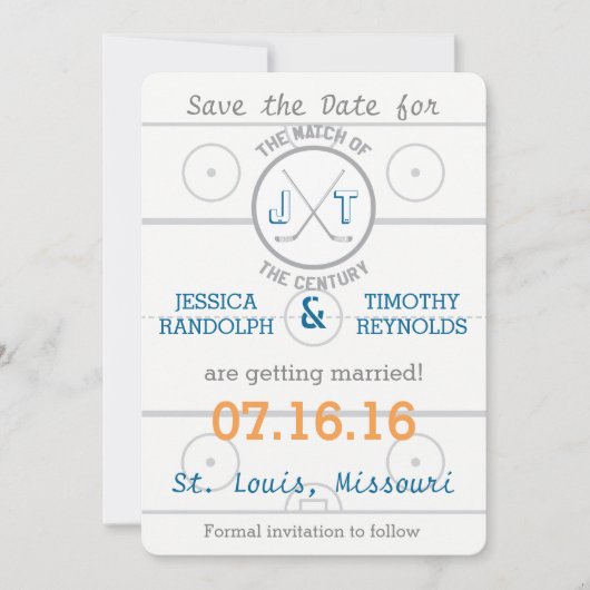 Invitation Hockey Love Save the Date (Devant)