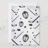 Invitation Hockey noir et blanc 5e anniversaire (Dos)