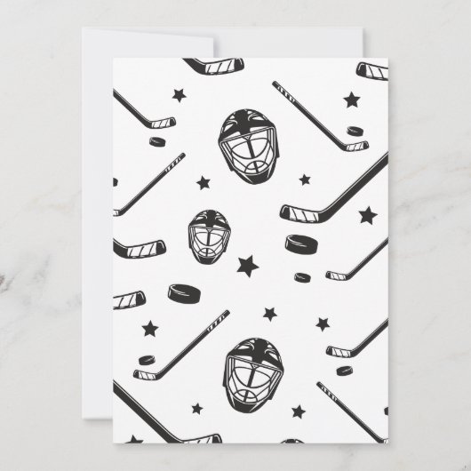 Invitation Hockey noir et blanc 8e anniversaire (Dos)