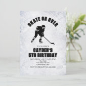 Invitation Hockey noir et blanc anniversaire (Debout devant)
