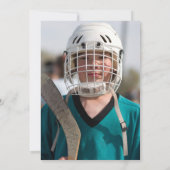 Invitation Hockey noir et blanc Anniversaire de enfant à thèm (Dos)