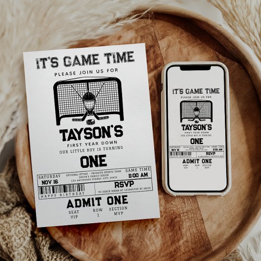 Invitation hockey première année bas 1er anniversaire