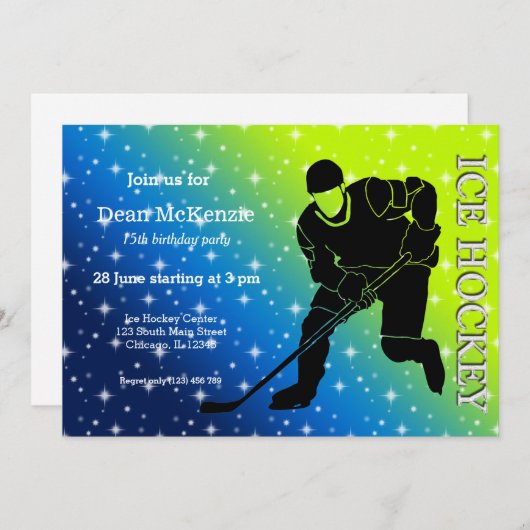 Invitation Hockey sur glace (Devant / Derrière)