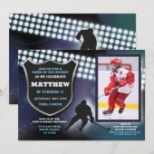 Invitation Hockey sur glace Anniversaire de la fête Sports Ph (Devant / Derrière)