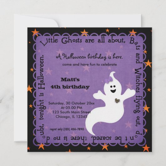 Invitation Hocus Focus Fantôme Anniversaire (Devant)