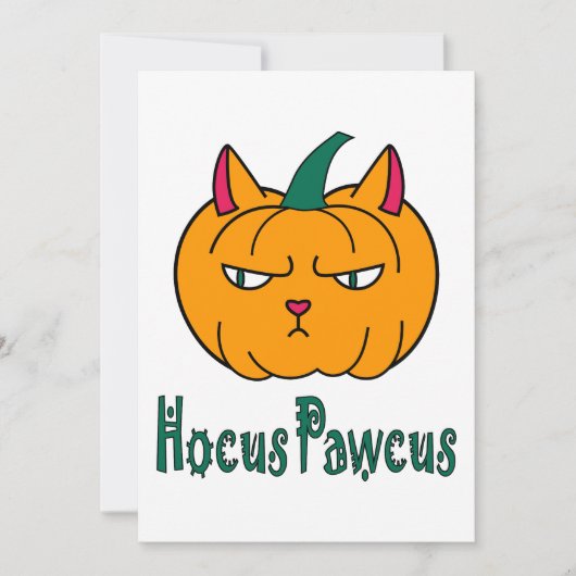 Invitation Hocus pawcus Halloween citrouille ginger cat magie (Devant)