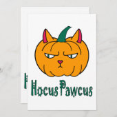 Invitation Hocus pawcus Halloween citrouille ginger cat magie (Devant / Derrière)