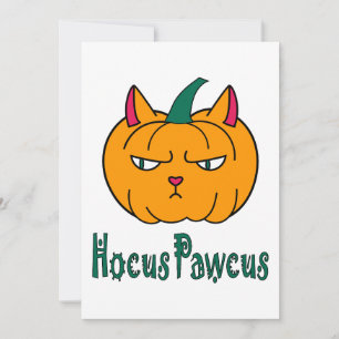Invitation Hocus pawcus Halloween citrouille ginger cat magie