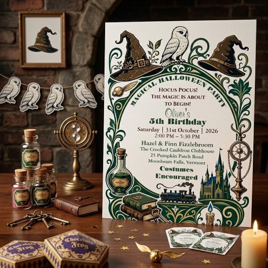 Invitation Hocus Pocus Anniversaire Magique de Conte de Fées 
