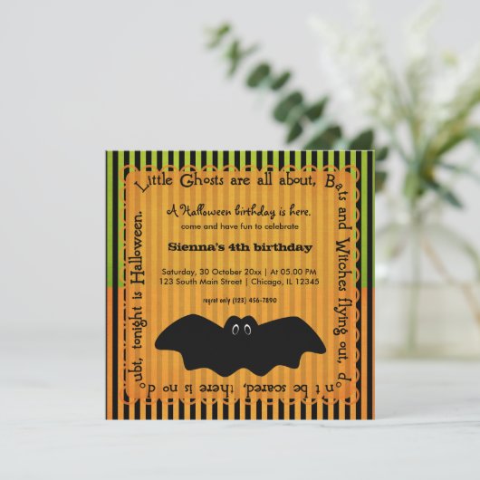 Invitation Hocus Pocus Bat Anniversaire (Debout devant)