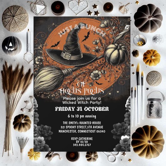 Invitation Hocus Pocus Casquette Vintage Wicked Witch Party