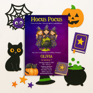 Invitation Hocus Pocus Halloween fête d'anniversaire