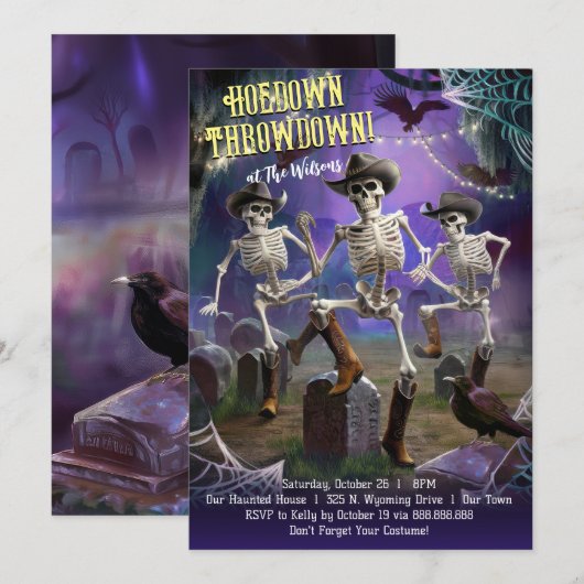 Invitation Hodown Throwdown, Halloween Dance Party (Devant / Derrière)