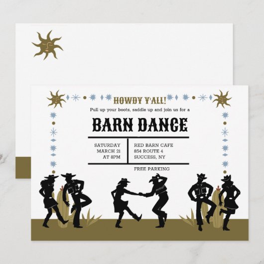 Invitation Hoedown occidental (Devant / Derrière)